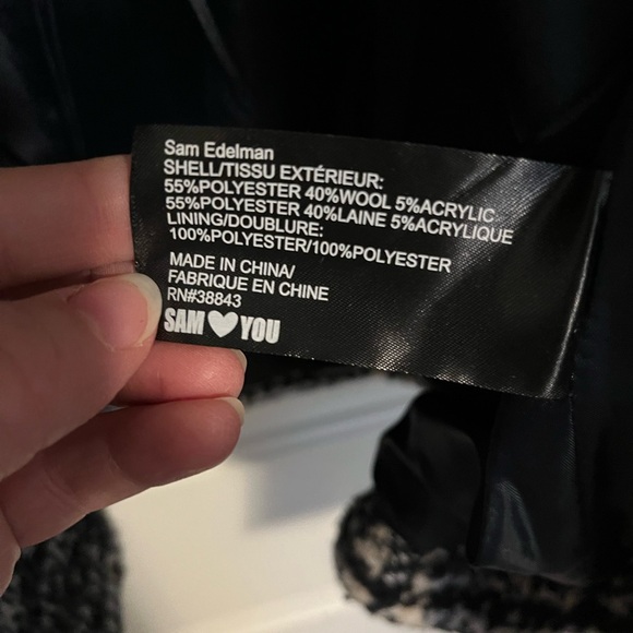 Sam Eldemen black and white Plaid Pea Coat Womens Size XL - Picture 6 of 7